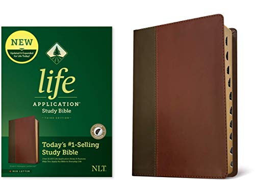 NLT Life Application Study Bible, Third Edition (Red Letter, LeatherLike, Brown/Mahogany, Indexed) Tyndale NLT Bible with Thumb Index, Updated Study Notes/Features, Full Text New Living Translation