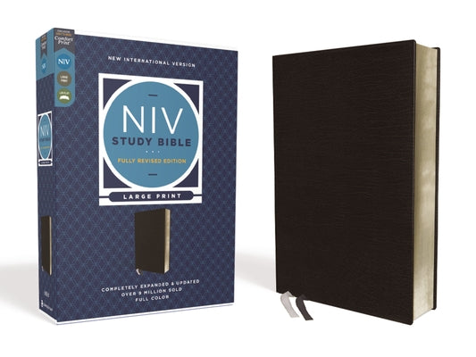 NIV Study Bible, Fully Revised Edition (Study Deeply. Believe Wholeheartedly.), Large Print, Bonded Leather, Black, Red Letter, Comfort Print