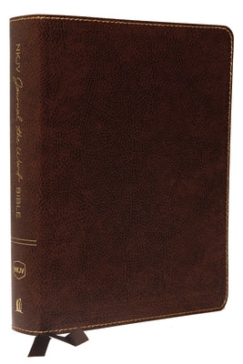 NKJV, Journal the Word Bible, Large Print, Bonded Leather, Brown, Red Letter Edition: Reflect, Journal, or Create Art Next to Your Favorite Verses