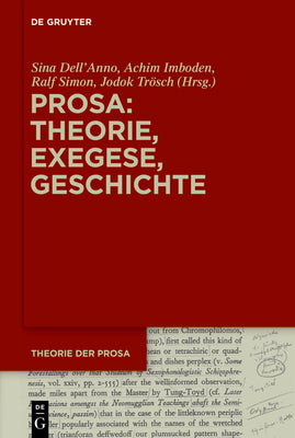 Prosa: Theorie, Exegese, Geschichte (Theorie der Prosa) (German Edition)